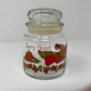 Vintage Strawberry Shortcake Glass Jar “Berry Good” American Greetings 1980s